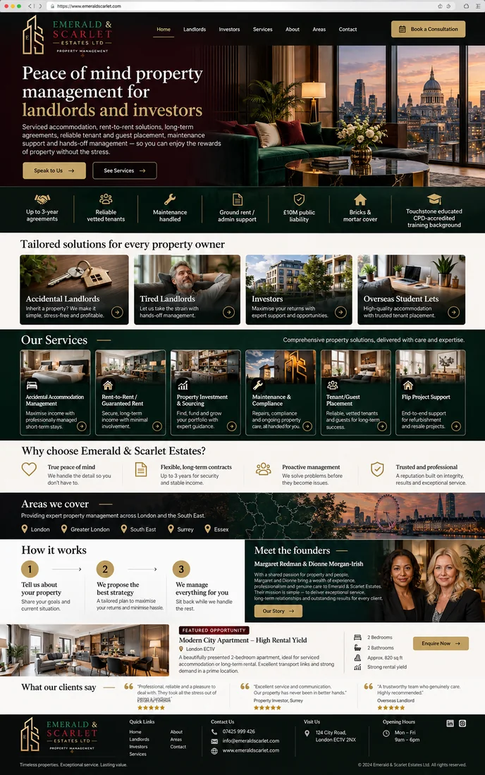 Emerald and Scarlet Estates premium property branding