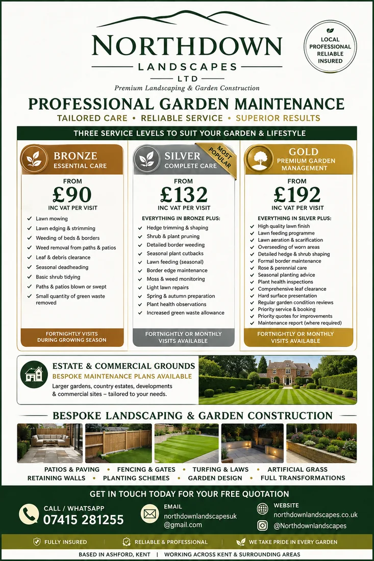Northdown Landscapes branded service package design
